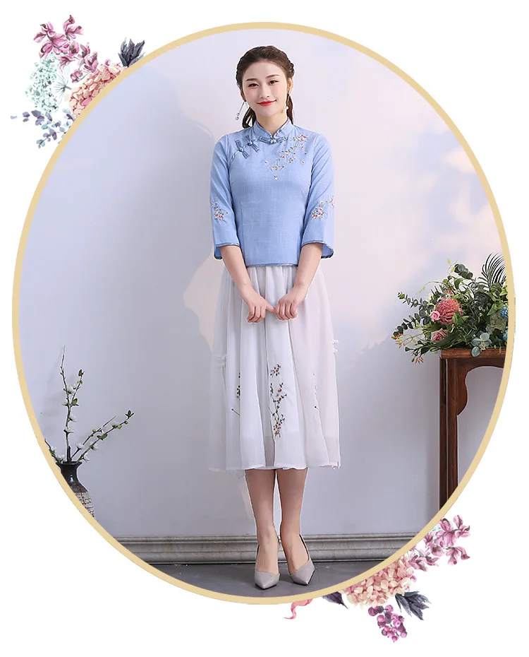 Стиль, Модный облегающий Топ Cheongsam, улучшенный китайский костюм, ретро китайский стиль, женское платье со стоячим воротником, три четверти