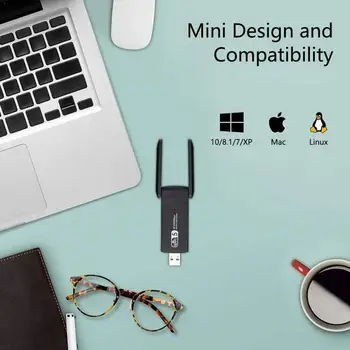 

New USB 3.0 1200Mbps Wifi Adapter Dual Band 5GHz 2.4Ghz Card Wifi 802.11AC Network RTL8812BU Desktop Dongle For Laptop Ante H7Q8