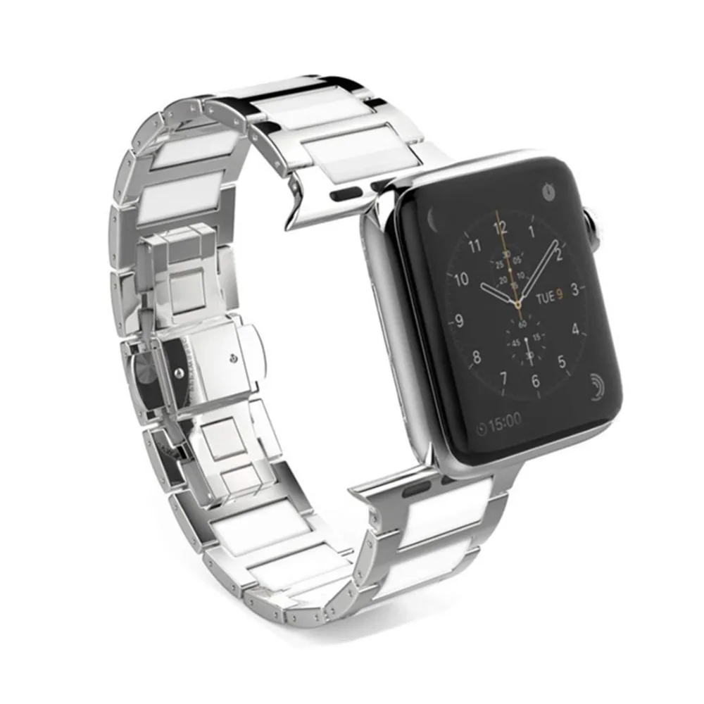 Lerxiuer Нержавеющая сталь ремешок для apple watch, ремешок 42 мм, 38 мм, версия apple серии 3/2/1 Керамика на запястье браслет ремень ремешок для часов