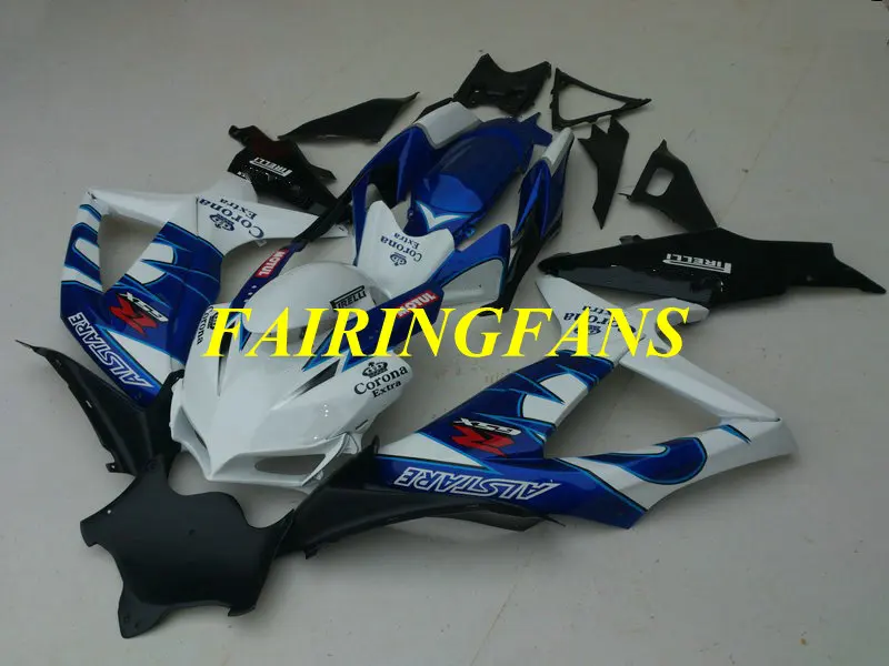 Набор инжекционных обтекателей для GSXR600 750 K8 08 09 GSXR 600 GSXR750 2008 2009 ABS белый синий Обтекатели кузова+ подарки SA42