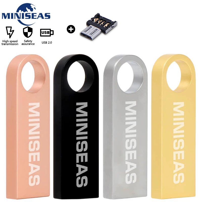 Miniseas водонепроницаемый металлический USB флэш-накопитель 32 Гб 64 Гб Флешка 16 ГБ флеш-накопитель 8 ГБ 4 ГБ Кле U диск памяти USB флешка