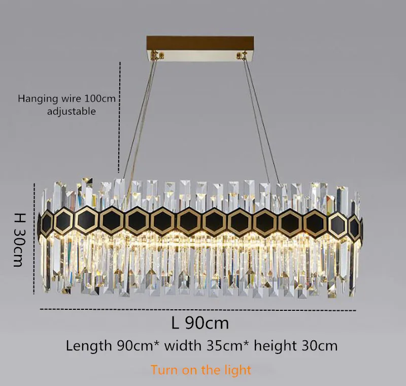 L 90cm Modern Oval Crystal Chandelier Lighting For living room LED restaurant Light Luxury Kitchen island cabinet Chandeliers Fixtures - Цвет абажура: L 90cm
