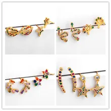 Радуга CZ серьги гвоздики для женщин Красочные циркония заполнены крошечные змея звезда губы бар мульти Сережки для пирсинга элегантные ювелирные изделия