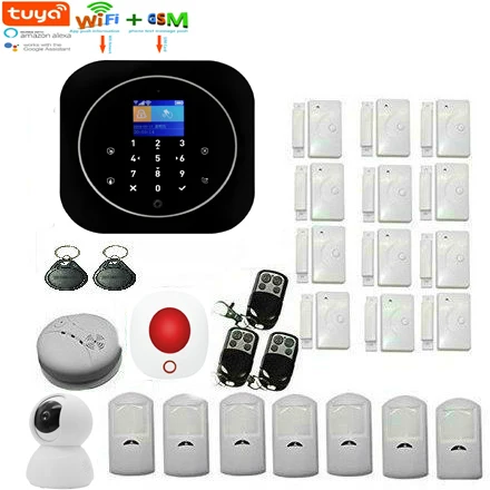 G12B017 SmartYIBA Tuya приложение 433 МГц wifi GSM домашняя охранная сигнализация Система DIY комплект беспроводной датчик дымовая сигнализация RFID сенсорная клавиатура - Цвет: G12B017