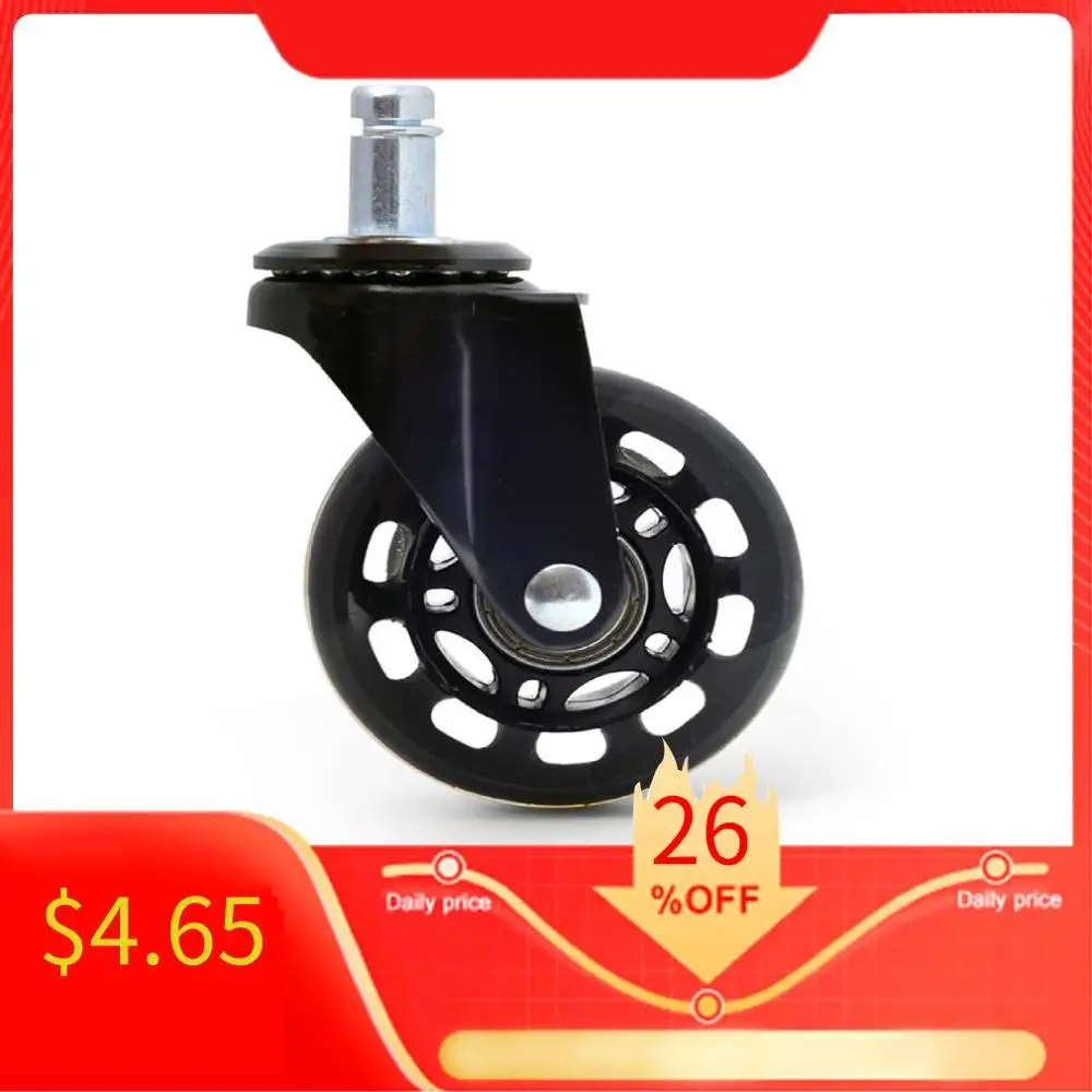 2.5Inch/3Inch PU Universal Wheel Circlip Caster Black Strong Load Bearing Transparent Wheel Office Chair Silent Wheel