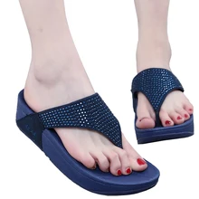 EOFK-Chanclas de plataforma plana para mujer, zapatillas con diamantes de cristal, nuevas, a la moda, para verano