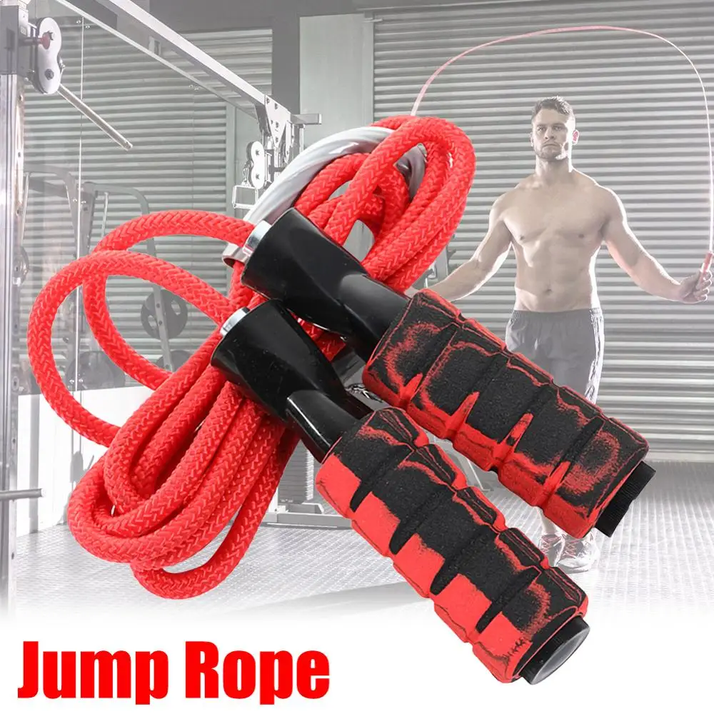 

Heavy Adjustable Weighted Skipping Jump Rope Ball-Bearing Weavon Cable Foam Handle for Home Gym Crossfit Workouts