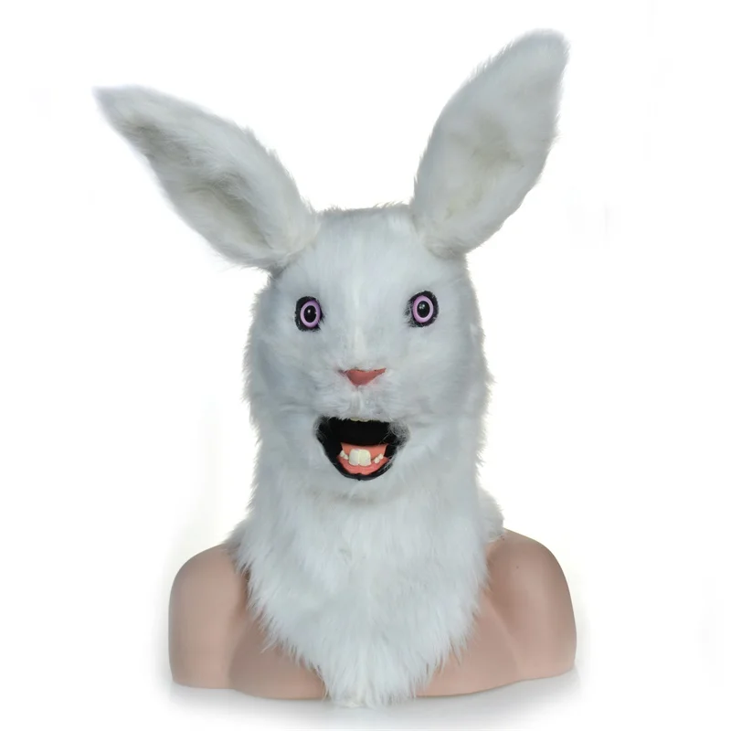 

Halloween Mouth White Rabbit Headgear Mask Cosplay Party Dance Simulation Animal Headgear Mask Cute Animal Head