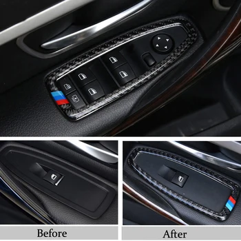 

For BMW F20 F21 F30 F34 Carbon Fiber Window Lifter Switch Frame Armrest Panel Trim Decoration Car Interior Accessories