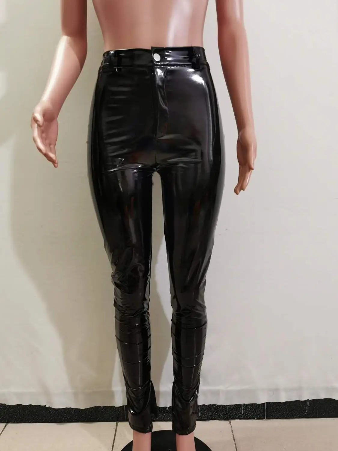 Adogirl 2020 Autumn Winter Women PU Leather Pencil Pants Zipper Split Bottom Multi Colors Button Fly Stretchy Fashion Trousers