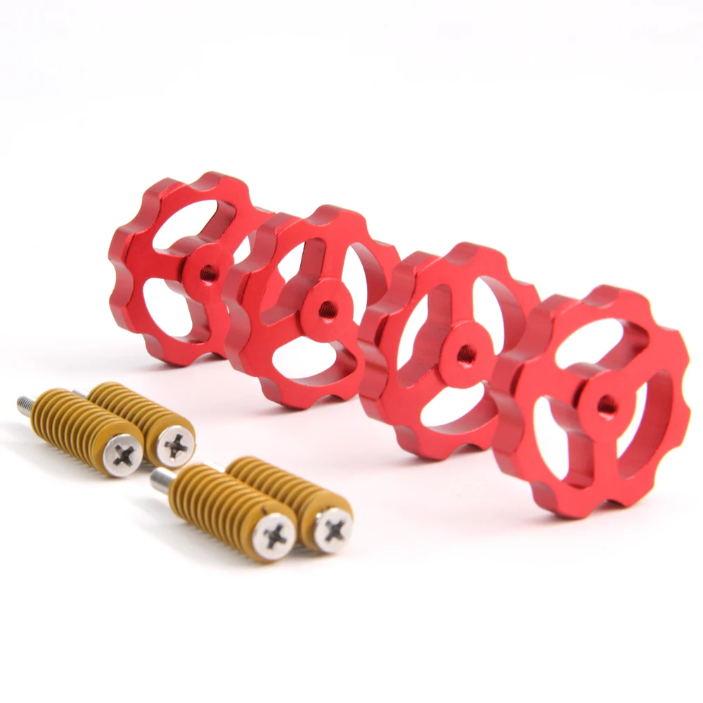 4Kit Red Aluminum Hand Twist Leveling Nut Diameter 38mm+4PCS Hot Bed Die Spring+4PCS Screws for CR-10/Ender-3/Ender 5 3D Printer