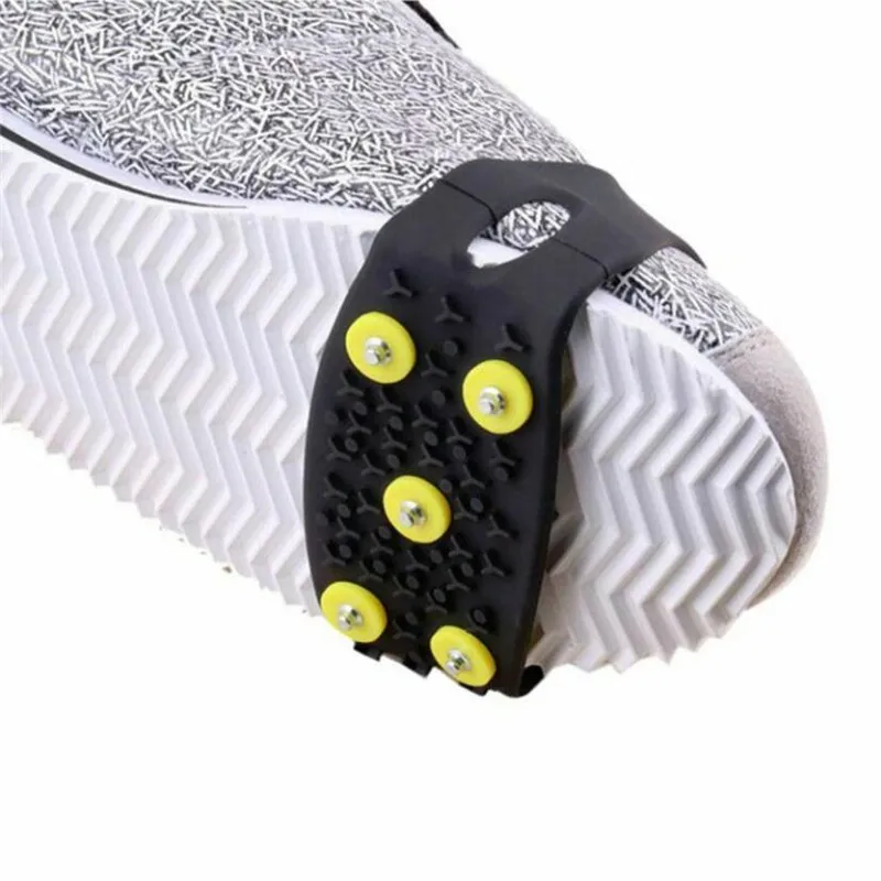 ice gripper spike climbing crampons 1 pair 5-stud snow ice claw climbing anti slip spikes grips crampon cleats shoes cover for women men boots cover size 35-43