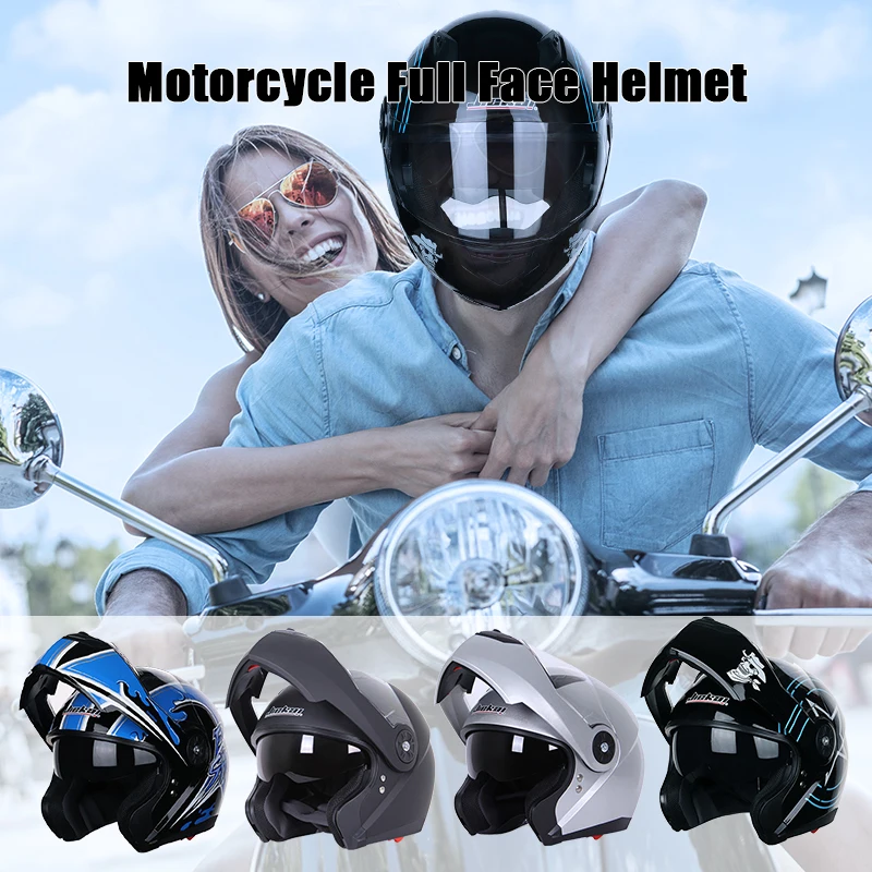 Взрослый мотоцикл большой размер безопасный Регулируемый шлем Велоспорт Мотоцикл цельный литой шлем с солнцезащитным козырьком двойные линзы
