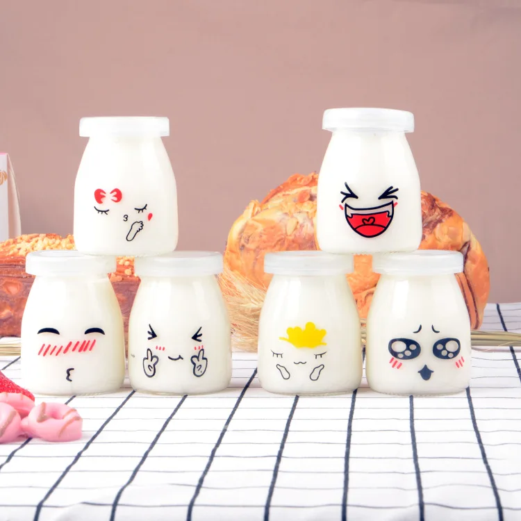 6/12pcs 200ml Pudding Bottle Glass Bread Store Cute Heat-Resistant Yogurt Containers Milk Cup Jelly Jar For Home Shop