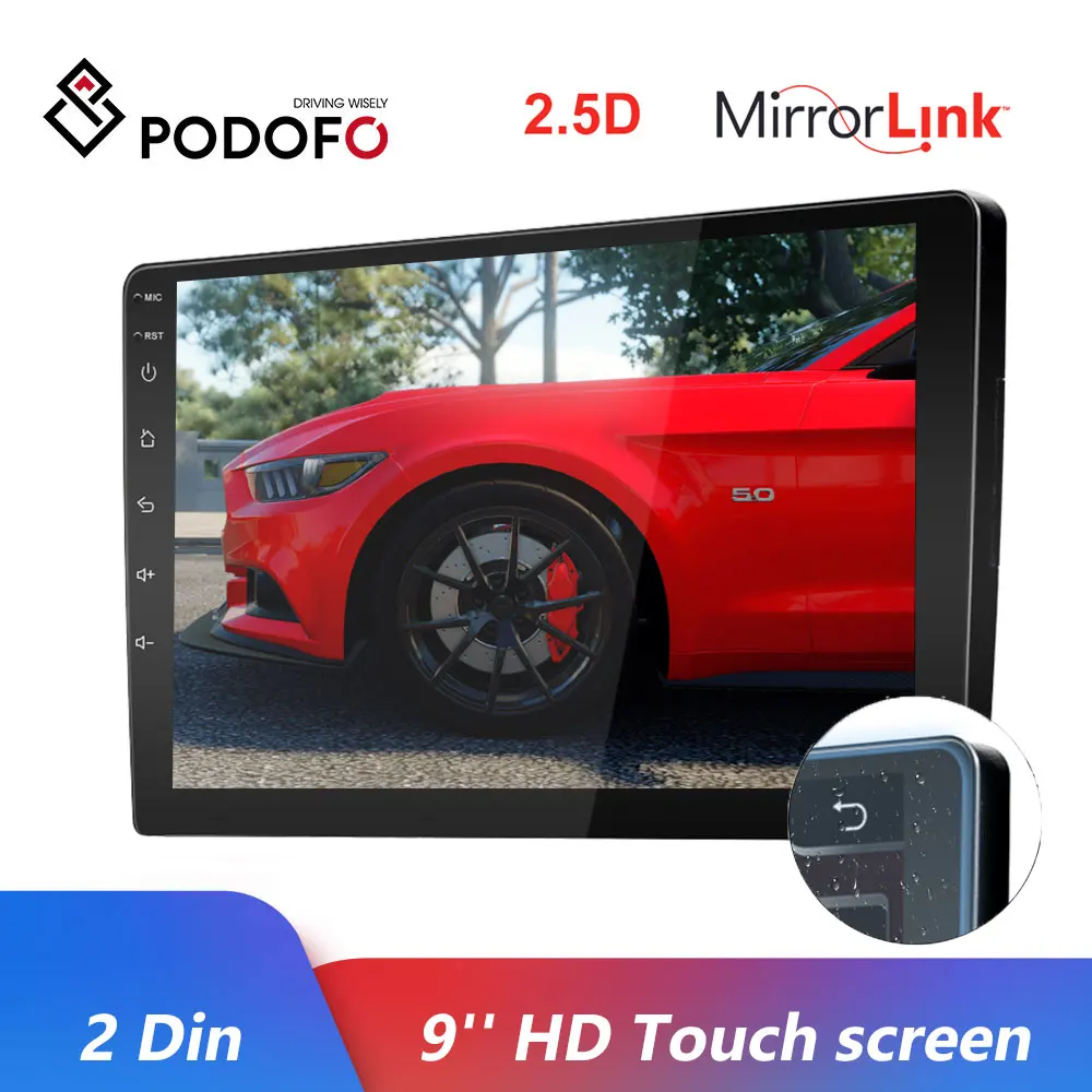 Podofo автомобильный мультимедийный плеер 9 дюймов 2Din автомагнитолы 2.5D сенсорный экран Авто аудио стерео Android Mirror Link автомобильный радиоприемник с Bluetooth