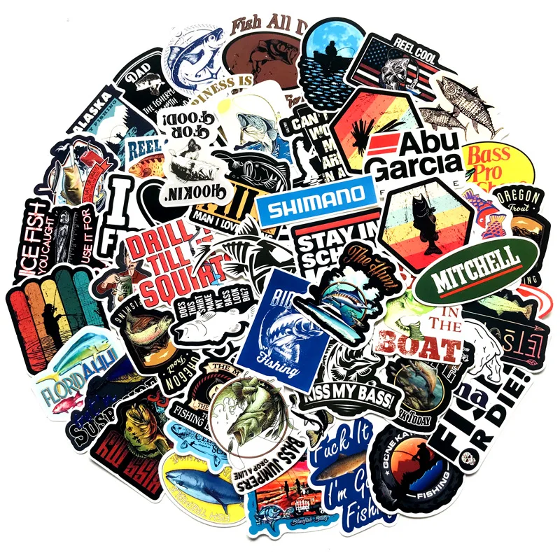 

50PCS Outdoor Fishing Stickers for Suitcase Stationery Skate Cartoon PatchMotif DIY scrapbooking Decorative sticker scrapbook