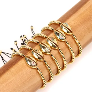 

Women's rainbow shell bracelets&bangles jewelry colorful cz zircon copper bead chain bracelet adjustable bracelet accessory gift