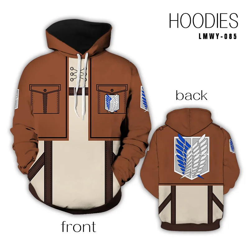 Attack on Titan Fashion Anime Hoodies Casual Sweatshirt Long Sleeve Hoodie Warm Sweatshirts Winter Unisex New Gifts