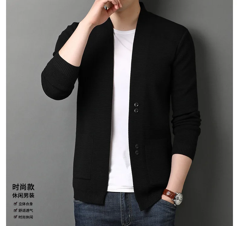 novo cardigan masculino coreano cardigan camisola masculina moda camisola dos homens outer wear fino casaco roupas masculinas plus size