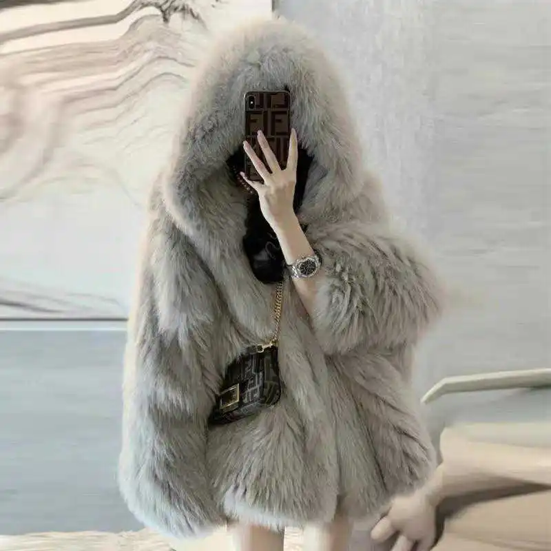 

High Quality Women Jacket White Gray Blue Pink Artificia Mink Fur Velvet Female Parkers Warm Soft Thicken Casual Short Coat