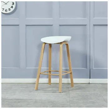 

Nordic Simple Solid Wood Bar Stool Home Bar Chair Plastic Bar Front Desk Chair Customized Designer Restaurant Furniture