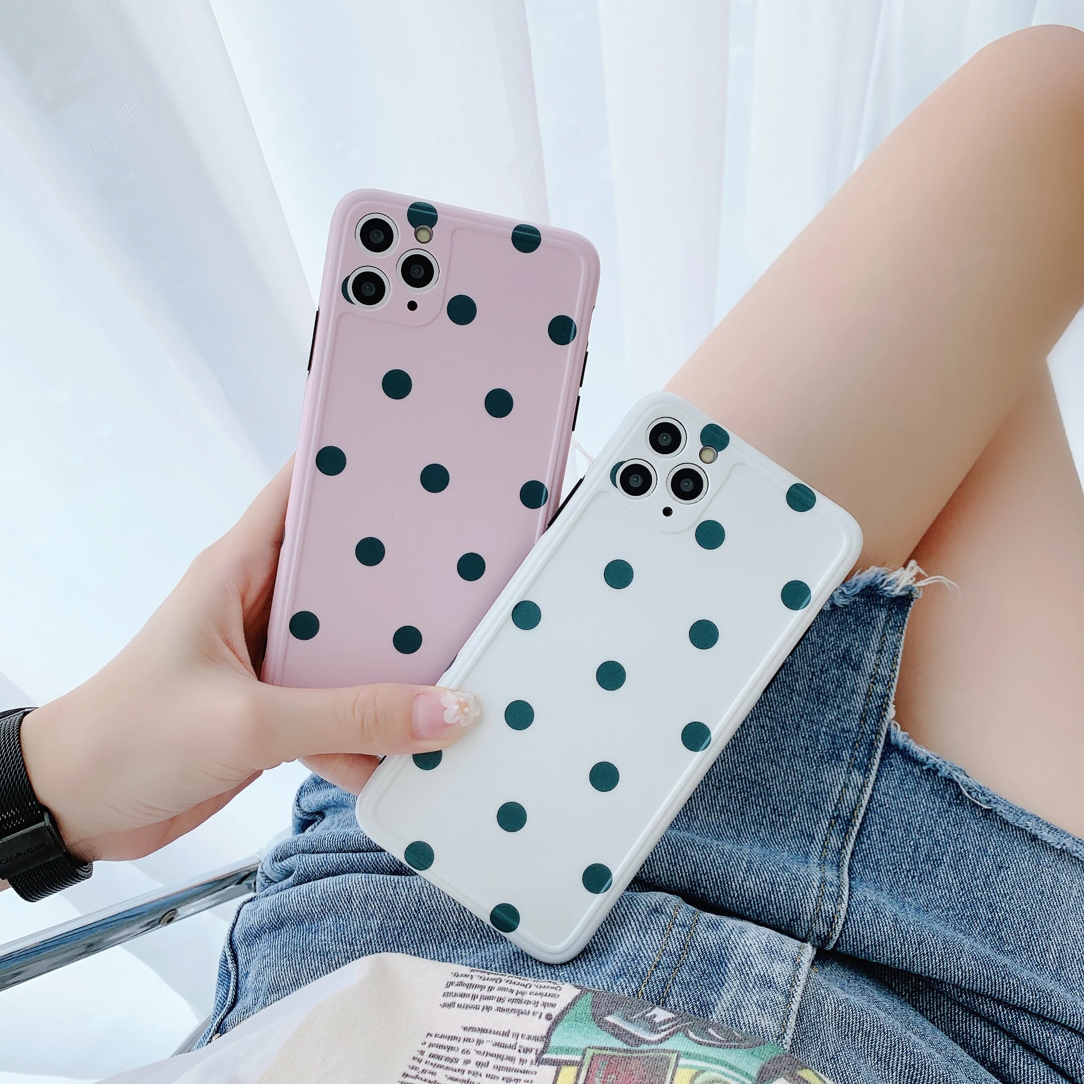 В Корейском стиле в горошек стильные Dot Чехол для мобильного телефона Iphone 11 Pro 7 Xs