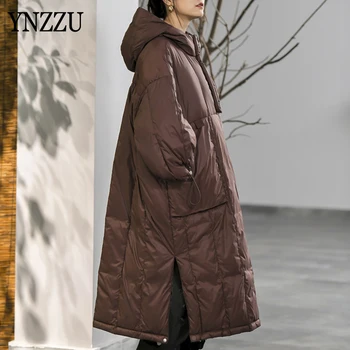 

Fashion Women Long Down coat 2020 Winter Warm Long Female 90% White duck down jacket pullover High street Oversized YNZZU 9O289