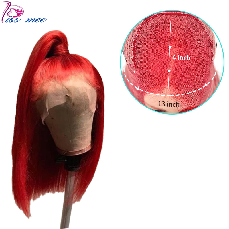 

Kissmee 13*4 99J Red Burgundy Short Bob Lace Front Human Hair Wigs Ombre Brazilian Straight lace Closure Bob Wig For Women Remy