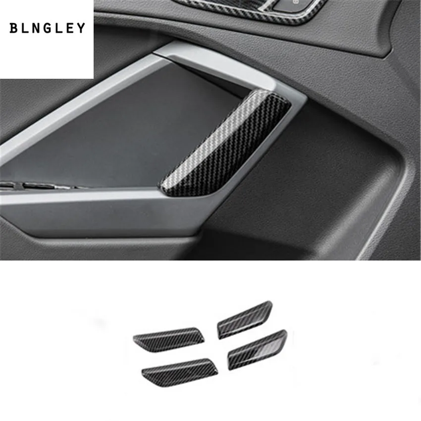 

4pcs/lot ABS Carbon fiber grain Interior door armrest decoration cover for 2019 2020 AUDI Q3 F3B car accessories