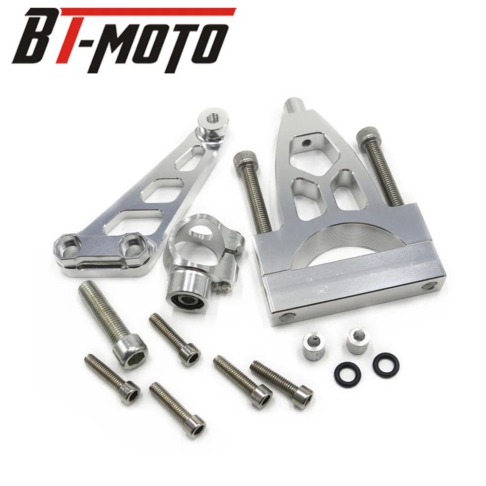 silver Для Honda CB400 VTEC 1999-2010 мотоциклов Регулируемый стабилизатор руля демпфер кронштейн комплект для обслуживания аксессуары - Цвет: silver