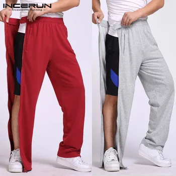 

INCERUN Men Sweatpants Solid Elastic Waist Casual Zippers Joggers Bodybuilding Trousers Streetwear Workout Men Track Pants S-5XL