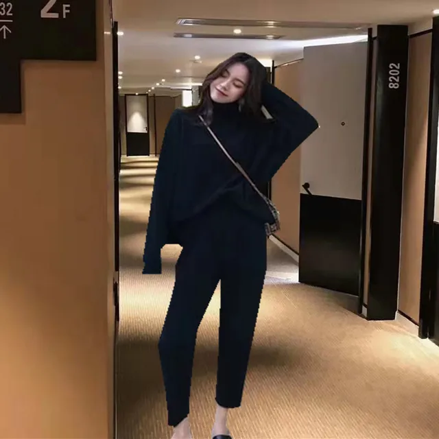 ランキング受賞 レディースファッション 春冬ニットトラックスーツタートルネックスウェットファッション女性スーツ服2ピースセットニットパンツ女性パン 在庫限り 完売次第終了ぽっきりsale Gdpcambodia Org