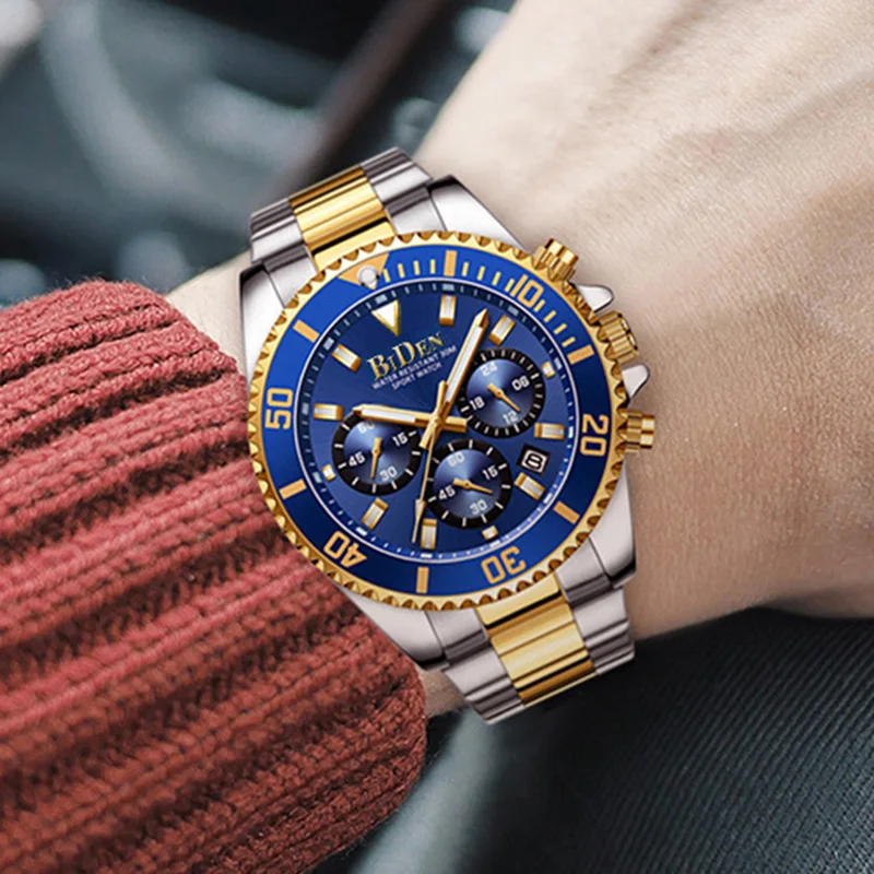 Biden Luxury Mens Watches Sports Chronograph Waterproof Analog Hour Date Quartz Watch Men Fashio-6