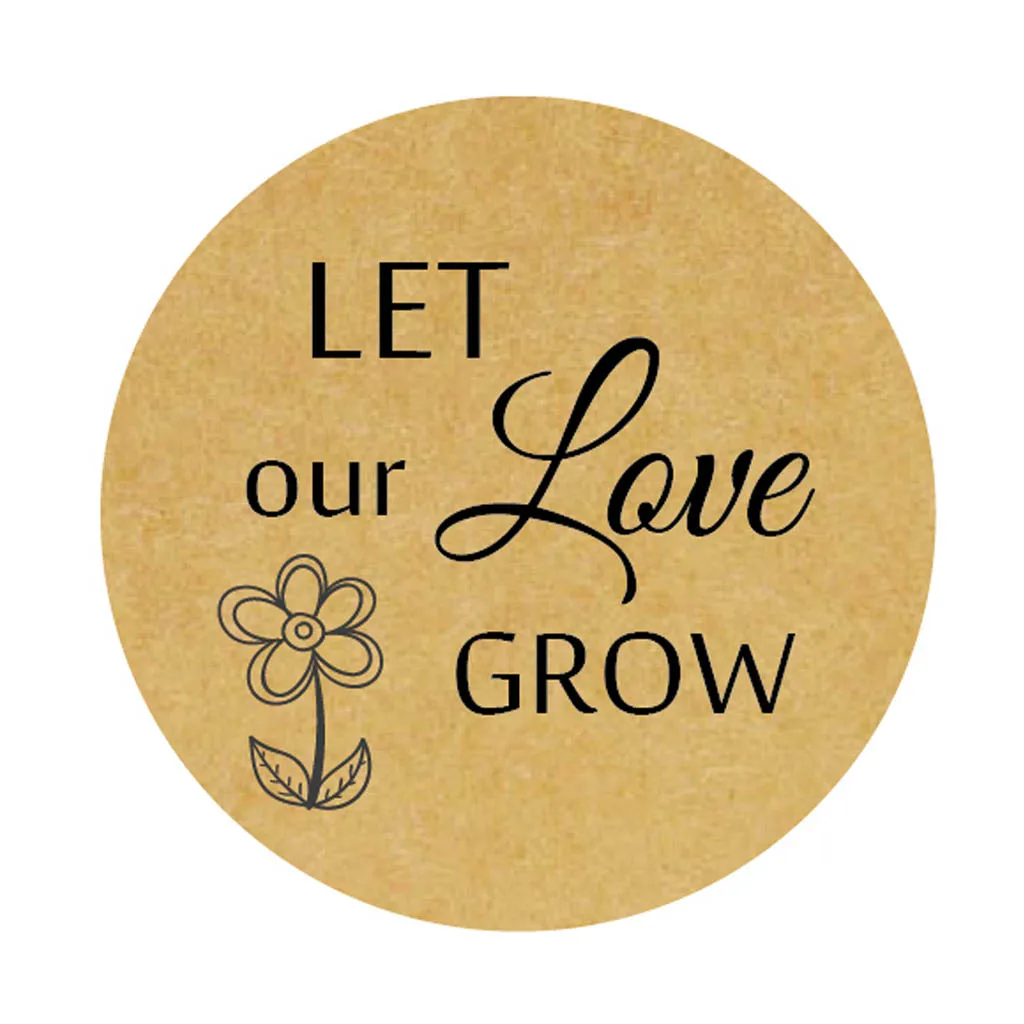 DouxArt 100 штук Let Our Love Grow наклейки 4 см красочные свадебные сувениры крещение