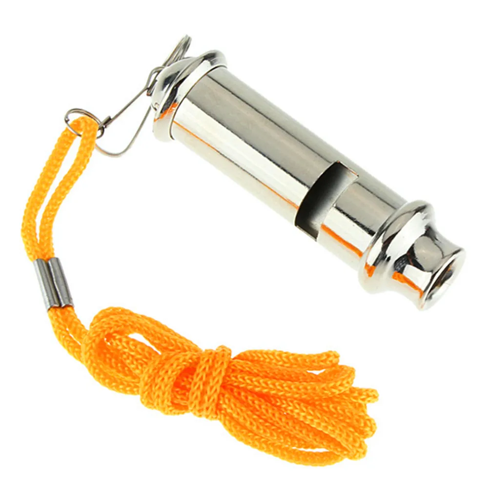 

1Pc Portable Stainless Steel Survival Whistle with Lanyard Metal Emergency Whistle Warning Whistle for Police Traffic Security