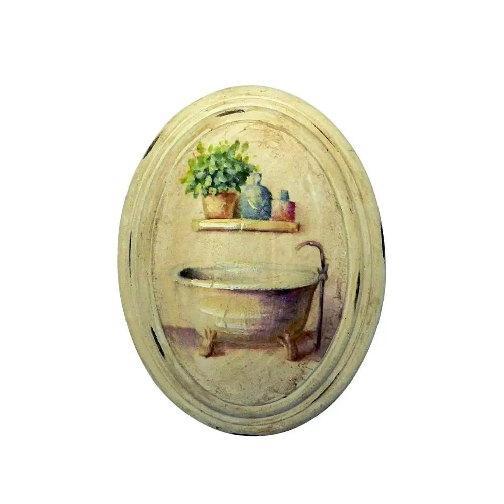 Primitive Vintage Hand Painted Oval Wooden Frame Wall Hanging 3d Painting  Decoration Art, Bathroom Design Painting  Calligraphy AliExpress