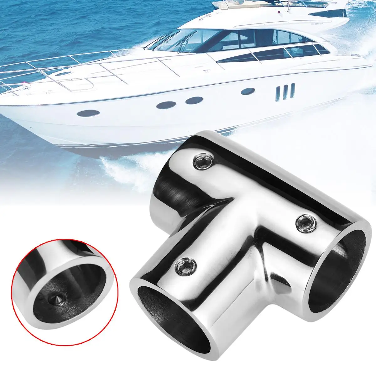 90° 3 way Boat Pipe Connector 316 Stainless Steel Marine Yacht Railing Handrail Pipe Connectors