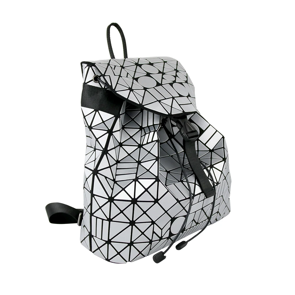 

Korean-style-Simple Casual Travel Bag Matte Brushed Matte CHUSIHAI Geometric Quilted Miyake Celebrity Inspired Backpack Women's