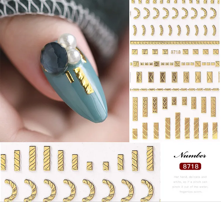 

Newest MG8718 golden dots 3d nail stickers self-adhesive DIY decorations tools back glue nail decals stamping