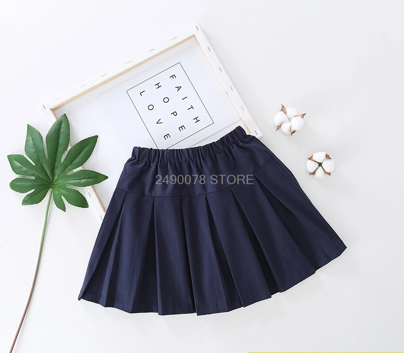 navy blue skirt girl Юбка в английском стиле для школьниц; плиссированная юбка принцессы для маленьких девочек; одежда для маленьких девочек-подростков - Цвет: navy blue skirt girl