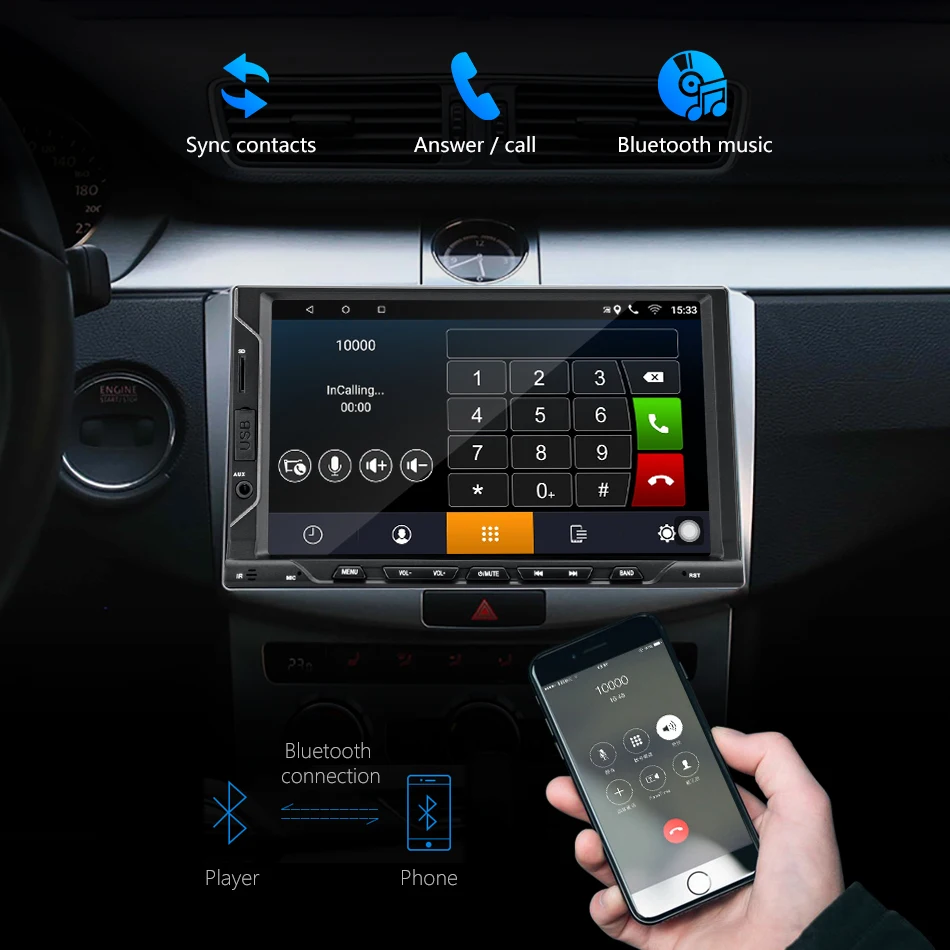 Clearance 7" 2 Din Car Radio Multimedia Video Player Stereophonic Sound 8 Core Chip Offline Map Mobile Phone Link AUX Reverse Image Camera 6