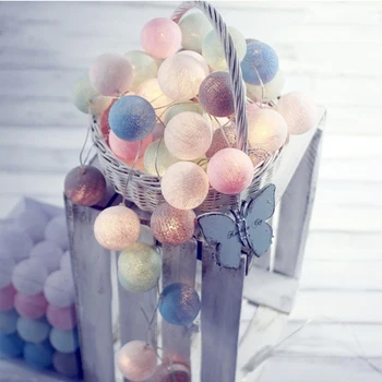 

New 20 Leds Cotton Ball String Lights Ac & Battery Fairy Lights Outdoor Decoration Holiday Garland Christmas Globe Lighting Chai