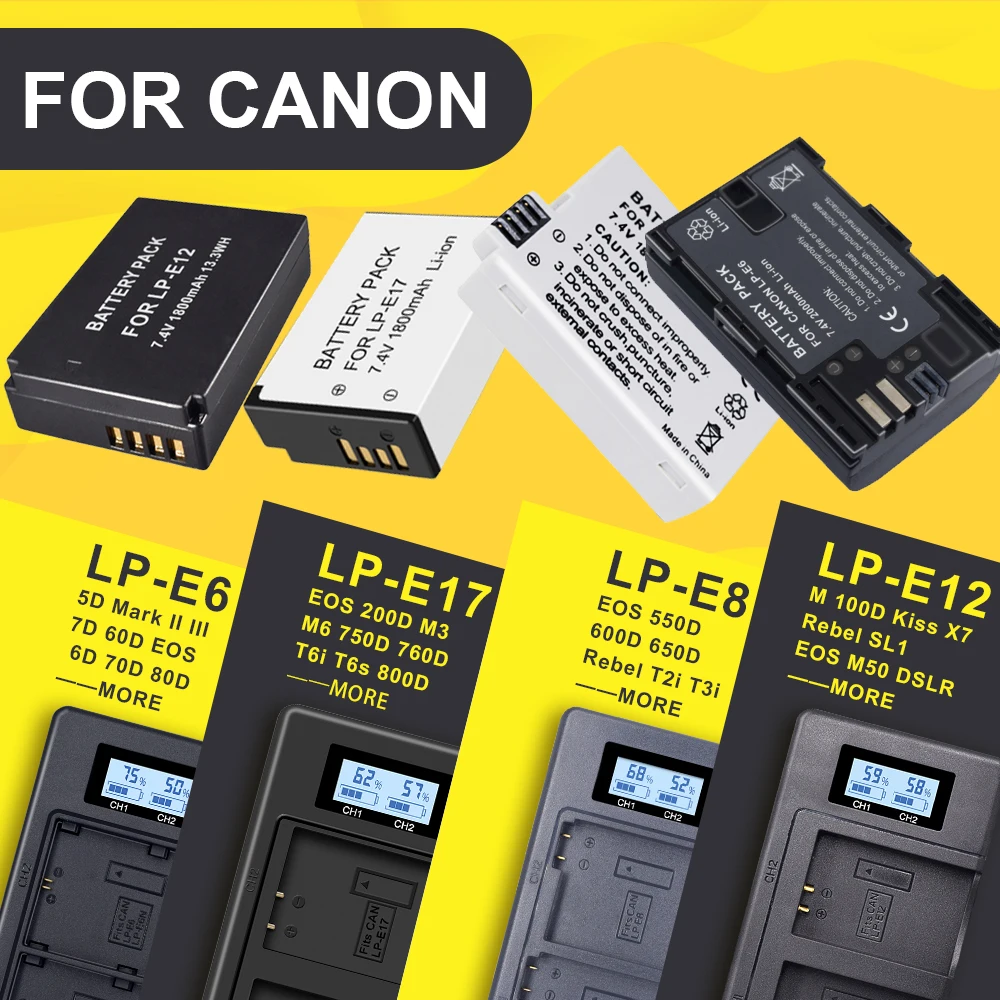 LP-E6 LPE6 LP E6 LP-E8 LPE8 LP E8 LP-E12 LPE12 LP E12 LP-E17 LPE17 LP E17 цифровой светодиодный дисплей двойной зарядное устройство для камеры Canon
