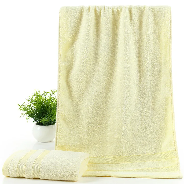 Бамбуковое волокно, двойное полотенце, хлопок, утолщенное, домашнее, для пар, полотенце для мытья лица, оптом, многоцветные полотенца - Цвет: Светло-желтый