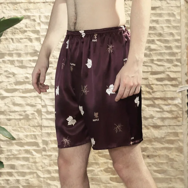 Men's Pajamas Male Satin Silk Pyjamas Summer Sleep Bottoms Lounge Short Pants Sleepwear Comfortable Male Home Wear Nightgrown