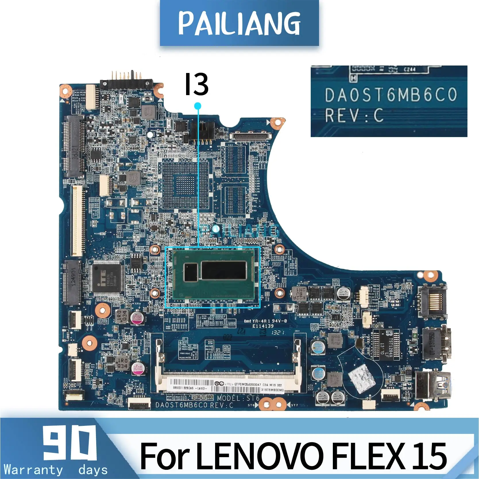 

Материнская плата для ноутбука LENOVO FLEX 15 DA0ST6MB6C0, материнская плата Core I3, протестированная DDR3