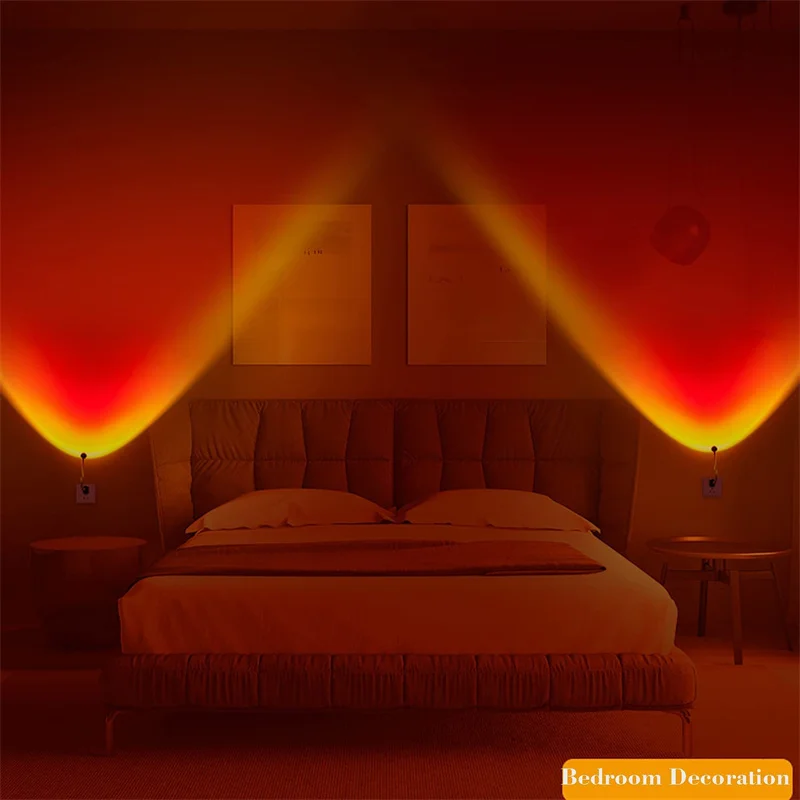 3d night light Sunset Projection Lamp Rainbow Atmosphere Night Light Sunset Light For Bedroom Room Decoration Background Wall Tiktok Table Lamp mi motion activated night light 2