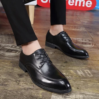 

Luxury Dress Leather Shoes Men Fashion Wedding Shoes Mens Pointed Toe Business Formal Men Shoes Zapatillas De Vestir Hombre