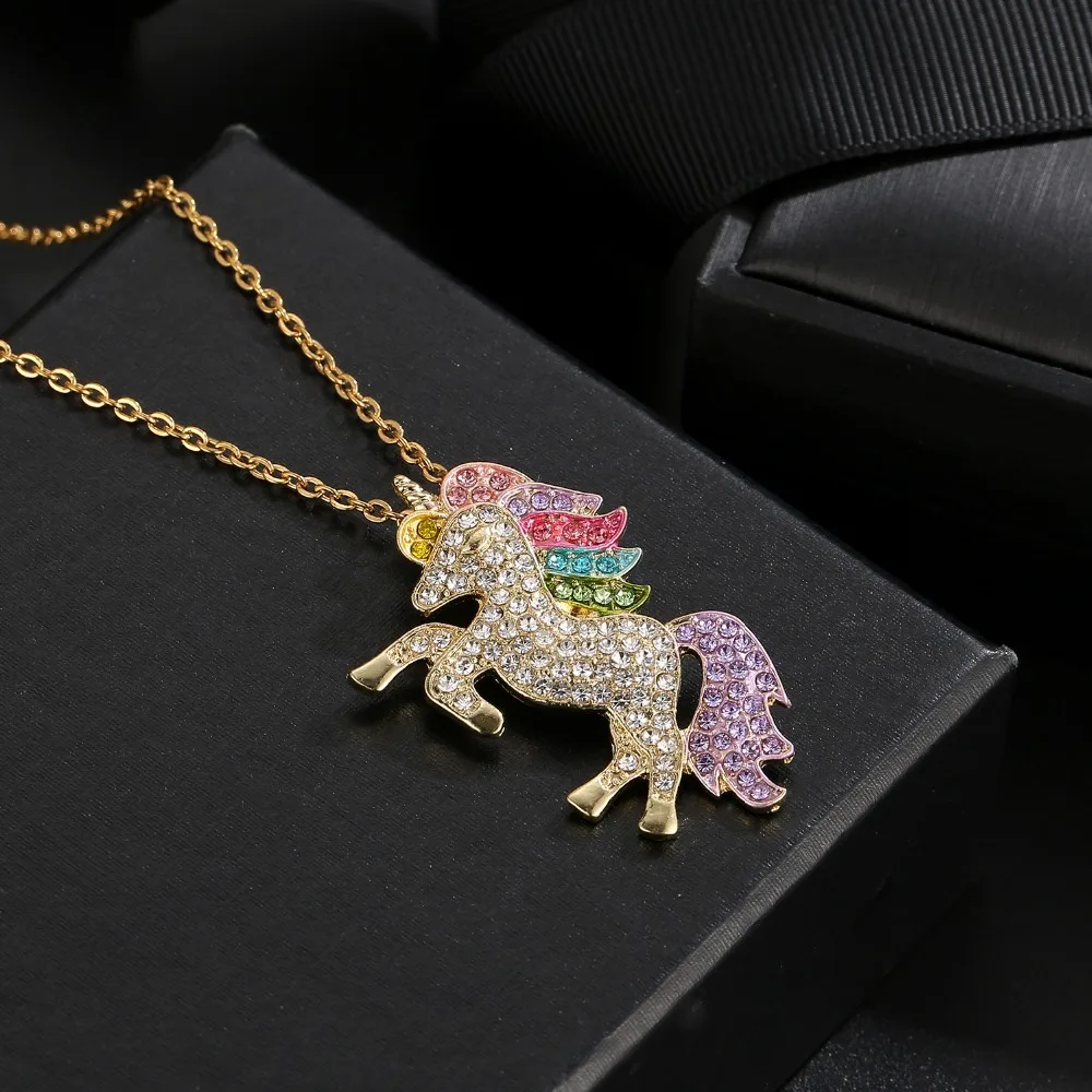Милое ожерелье с единорогами, модные украшения в виде лошади из мультфильма, аксессуары для девочек, детские, женские вечерние браслеты с подвеской в виде животного