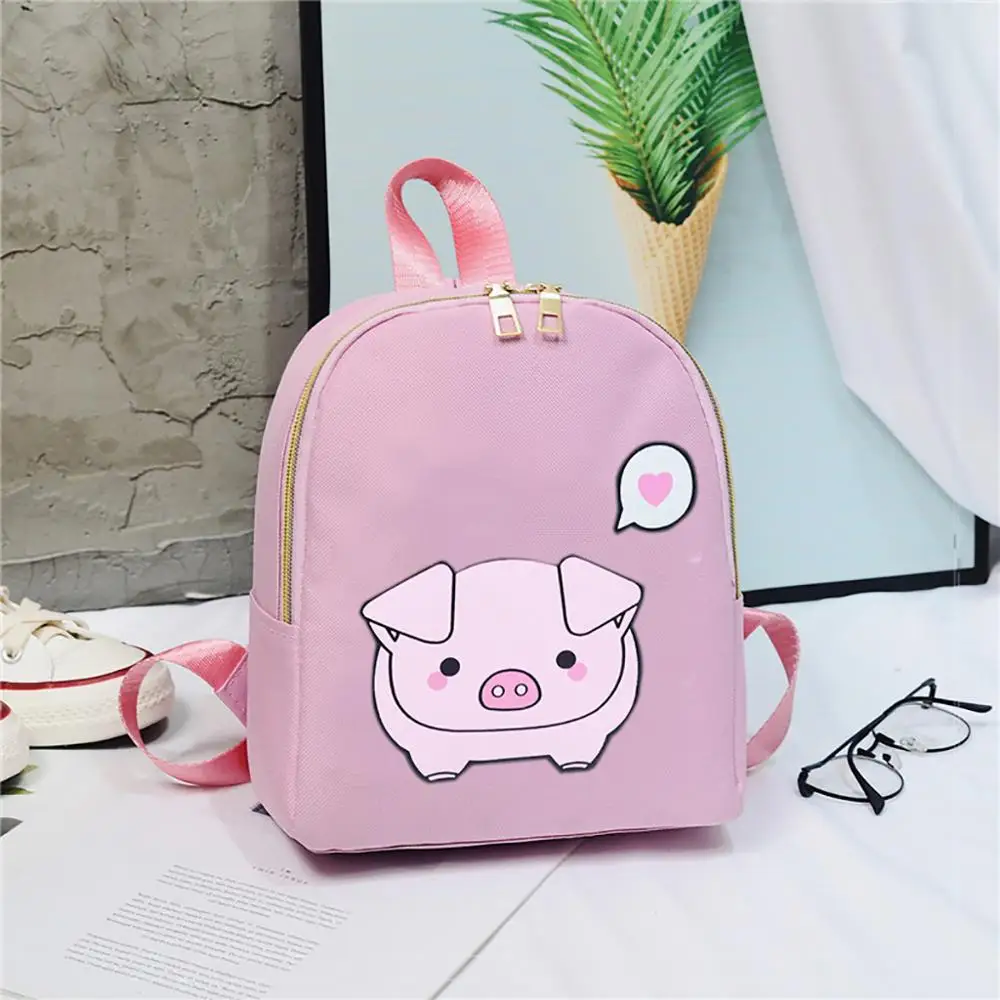 Women Rucksack Teenagers Backpack Nylon School Bags for Girls Cartoon Pig Square Satchel Light Shoulder Bag Mochila Mujer - Цвет: D